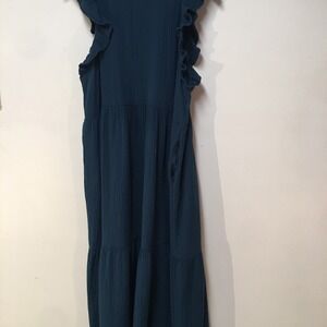 Universal Thread Women XL Dress Blue Gauze Ruffle Tier Long Cotton Flutter Boho
